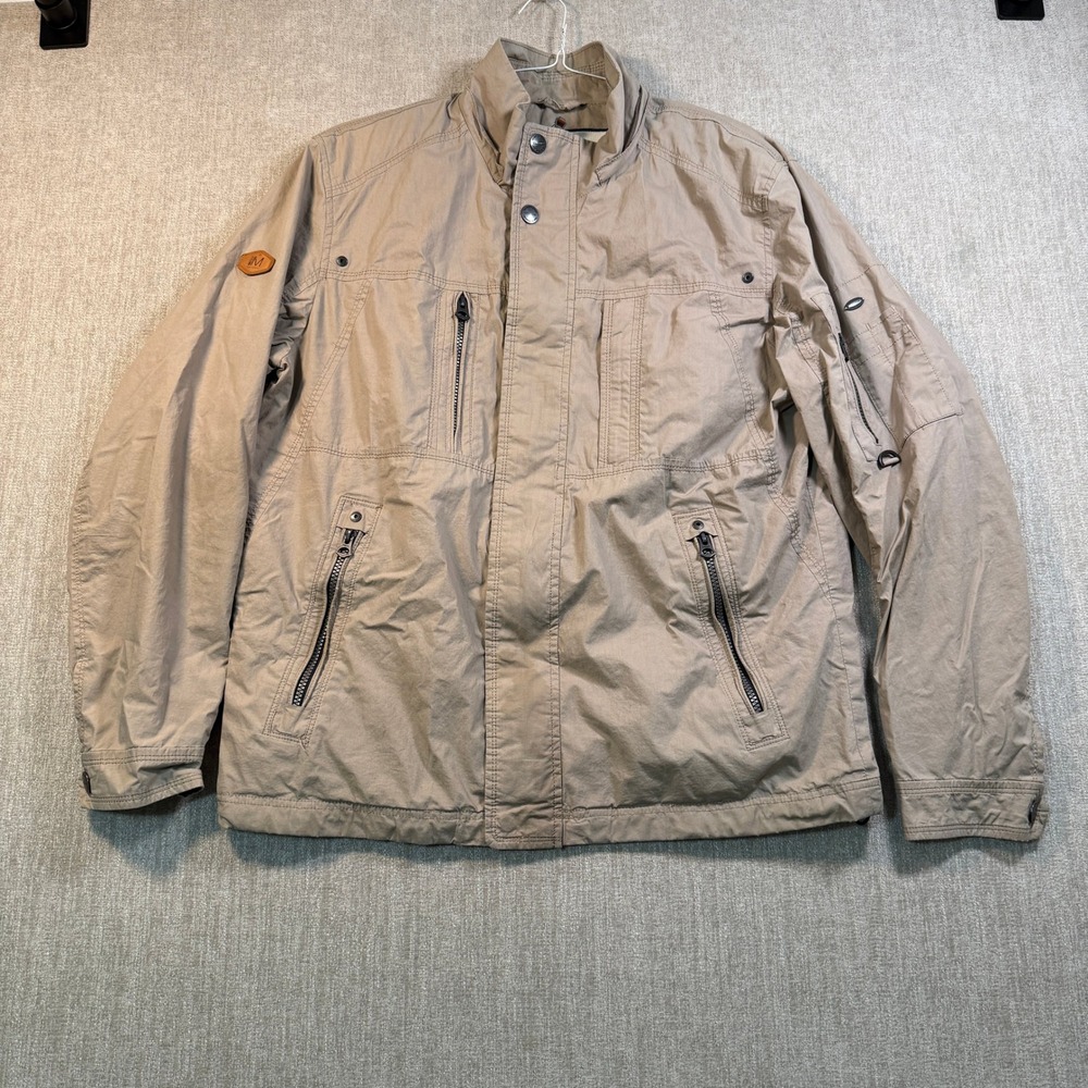 Mirage Est 1998 Mens Tan Khaki Full Zip Utility Field Jacket Size L-XL